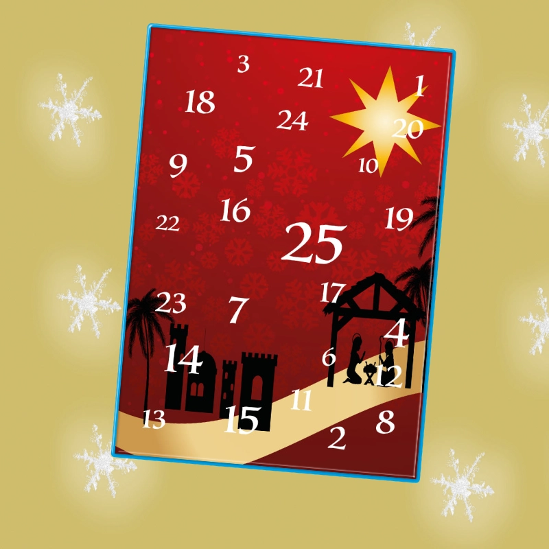 Calendrier de l'Avent rouge, icône de la Nativité