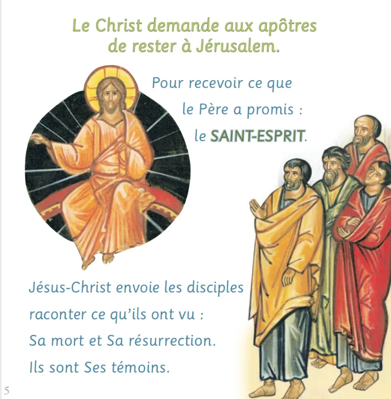 Pentecôte Ascension raconté aux enfants, une catéchèse par l'icône. page de l'Ascension
